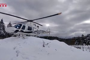 La nevada a la Garrotxa vist des de l'helicòpter dels Bombers