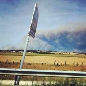 Incendi vist des del Pla de l'Estany