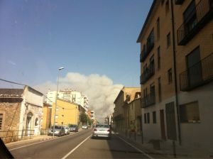 El foc vist des del nucli de Celrà