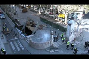 Desmunten part de la calçada i la vorera de la Rambla afectades per la llevantada