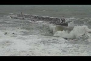 El temporal Glòria castiga Llançà i l'omple d'escuma de mar