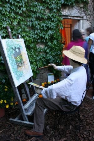 "Pintor" aprofitant la diada de les flors per deixar anar la seva imaginació.