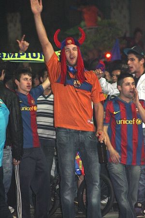 Pràcticament tothom portava alguna peça de roba del FC Barcelona