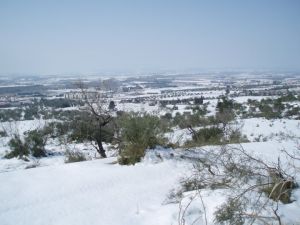 El baix empordà i la Selva al fons cobertes pel temporal