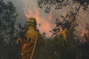 El foc que està cremant una zona muntanyosa prop del municipi de Santa Cristina d'Aro