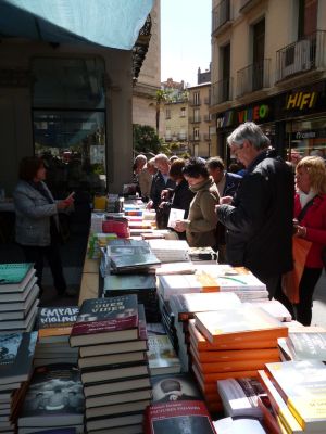 Una parada de llibres al centre d'Olot