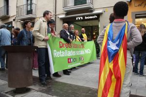 La pancarta d'ICV-EUiA a la manifestació de Girona