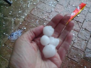 Pedregada a Les Preses (Garrotxa) aquest dilluns a primera hora de la tarda amb pedres de fins a 3 cm