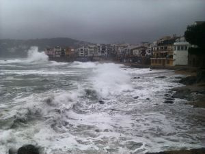 Temporal de llevant aquest matí a Calella de Palafrugell