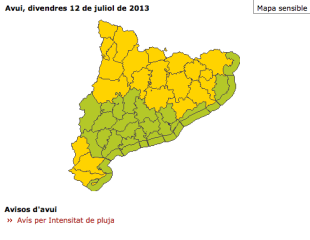 Activada la prealerta per nous episodis de tempestes