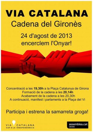 Girona assajarà la cadena humana aquest dissabte