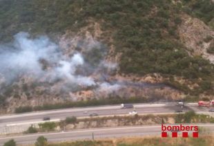 L'incendi d'un cotxe a l'AP-7 crema una zona de matolls a la Jonquera