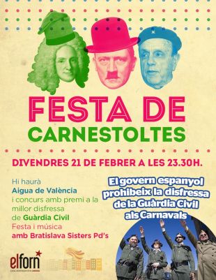 'El Forn' de Girona premiarà les disfresses de Guàrdia Civil al seu carnestoltes
