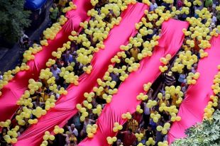 Un miler de persones creen una estelada humana a Girona