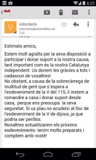 Suplanten la identitat de l'ANC per demanar que no s'assisteixi a la 'V'