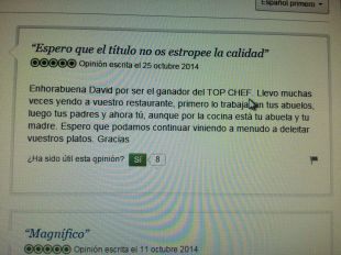 Un comentari a TripAdvisor desvetlla el guanyador de 'Top Chef'