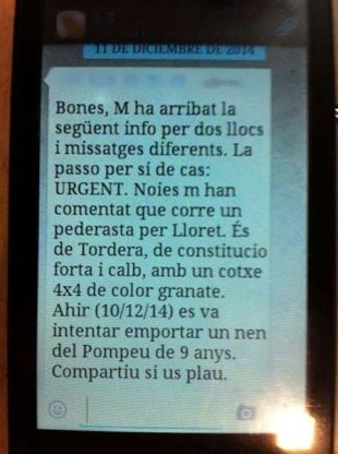 La policia de Lloret adverteix sobre el fals rumor d'un pederasta al municipi