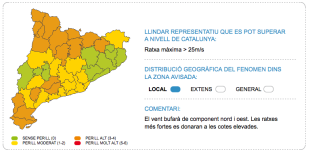 Activat en fase d'alerta el Procicat per forts vents a la Garrotxa