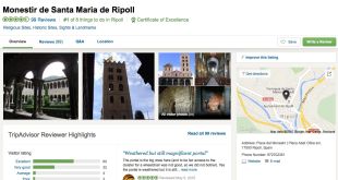 El Monestir de Ripoll rep el Certificat d’Excel·lència de Tripadvisor per 5è any