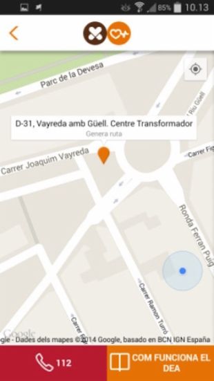 Una app et permet conèixer on hi ha el desfibril·lador més proper