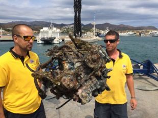 Extreuen un motor del fons marí de la platja de la Farella de Llançà