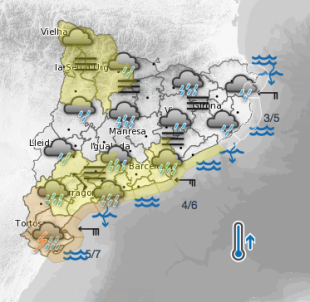 Dilluns amb temporal de pluja, vent i mala mar 
