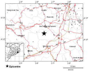 Es registra nou un terratrèmol a tocar de Santa Coloma de Farners