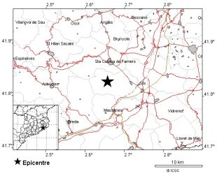 Un terratrèmol de 3,8 graus fa trontollar la Selva, el Gironès i el nord del Maresme