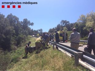 Ferit greu un motorista de 32 anys en accidentar-se a Maçanet de Cabrenys
