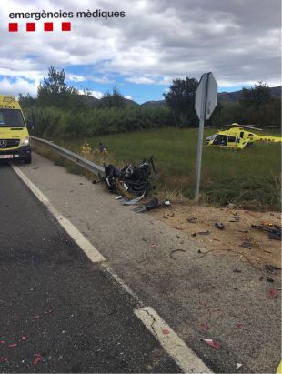 Ferit greu un motorista en xocar amb un cotxe a Garriguella