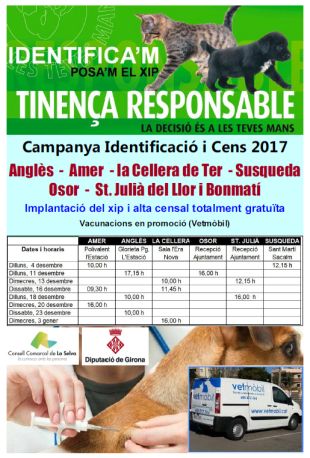 Campanya per identificar animals de companyia als municipis del Ter Brugent