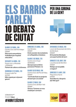 La CUP de Girona organitza deu debats per debatre sobre els problemes a la ciutat