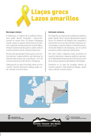 Torroella explicarà als turistes la simbologia dels llaços grocs amb un fulletó informatiu
