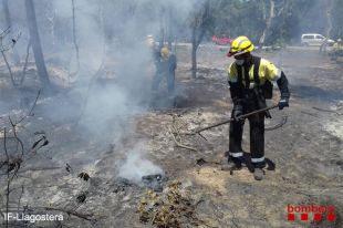 Un incendi crema 3.000 metres quadrats de vegetació a Llagostera i talla la GIV-6821