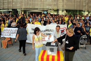 Treballadors de la Generalitat a Girona argumenten a favor de la independència
