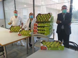 Poma de Girona reparteix 300 kg de pomes a sanitaris dels hospitals de Girona, Figueres i Palamós