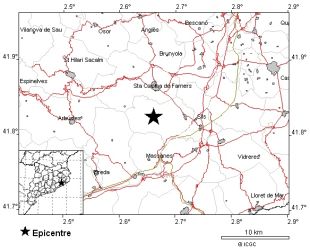 Un terratrèmol de magnitud 3.9 sacseja la Selva i el Gironès