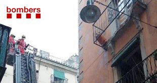 S'esfondra un balcó del Barri Vell de Girona i deixa una bombona de butà penjant