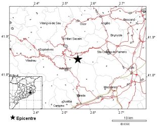 Detectat un terratrèmol de magnitud 2.8 amb epicentre a Arbúcies