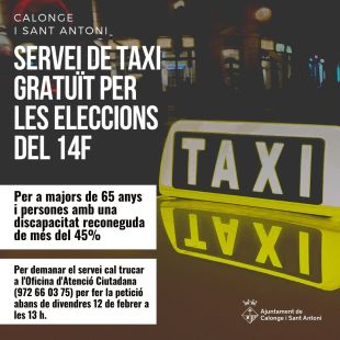 Els veïns de Calonge de més de 65 anys i amb discapacitat tindran servei de taxi gratuït el 14-F