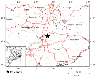 La Selva registra un terratrèmol de 2,7 graus