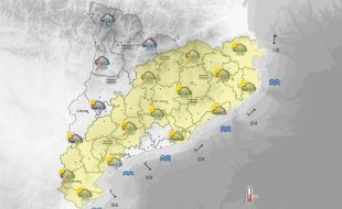 El Meteocat alerta d'episodis de tempesta i pedra per aquest diumenge a la tarda