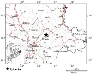 Registrat un terratrèmol de 2.5 graus a l'Alt Empordà