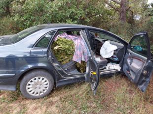 Un conductor a la fuga abandona un vehicle carregat amb plantes de marihuana a Caldes de Malavella