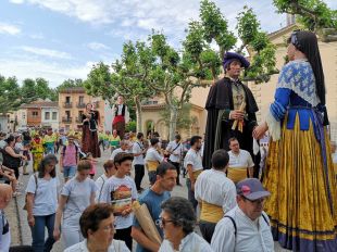Els gegants d'Arbúcies omplen els carrers en la celebració del 50è aniversari