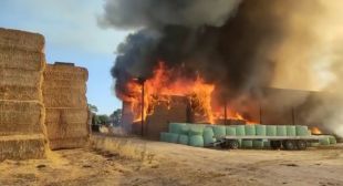 Un incendi crema el paller d'una granja a Riudellots de la Selva