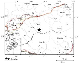 Un terratrèmol a França es percep lleugerament al Ripollès i la Cerdanya