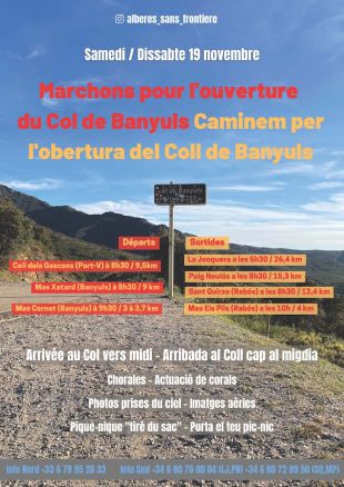 Programen una caminada múltiple fins al Coll de Banyuls per a reclamar l'obertura de la frontera