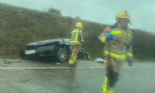 Un conductor ferit en una sortida de via a l'N-260 a Vilanant