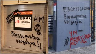 Pinten les seus d'ERC i el PSC a Girona pel pacte dels pressupostos a la Generalitat